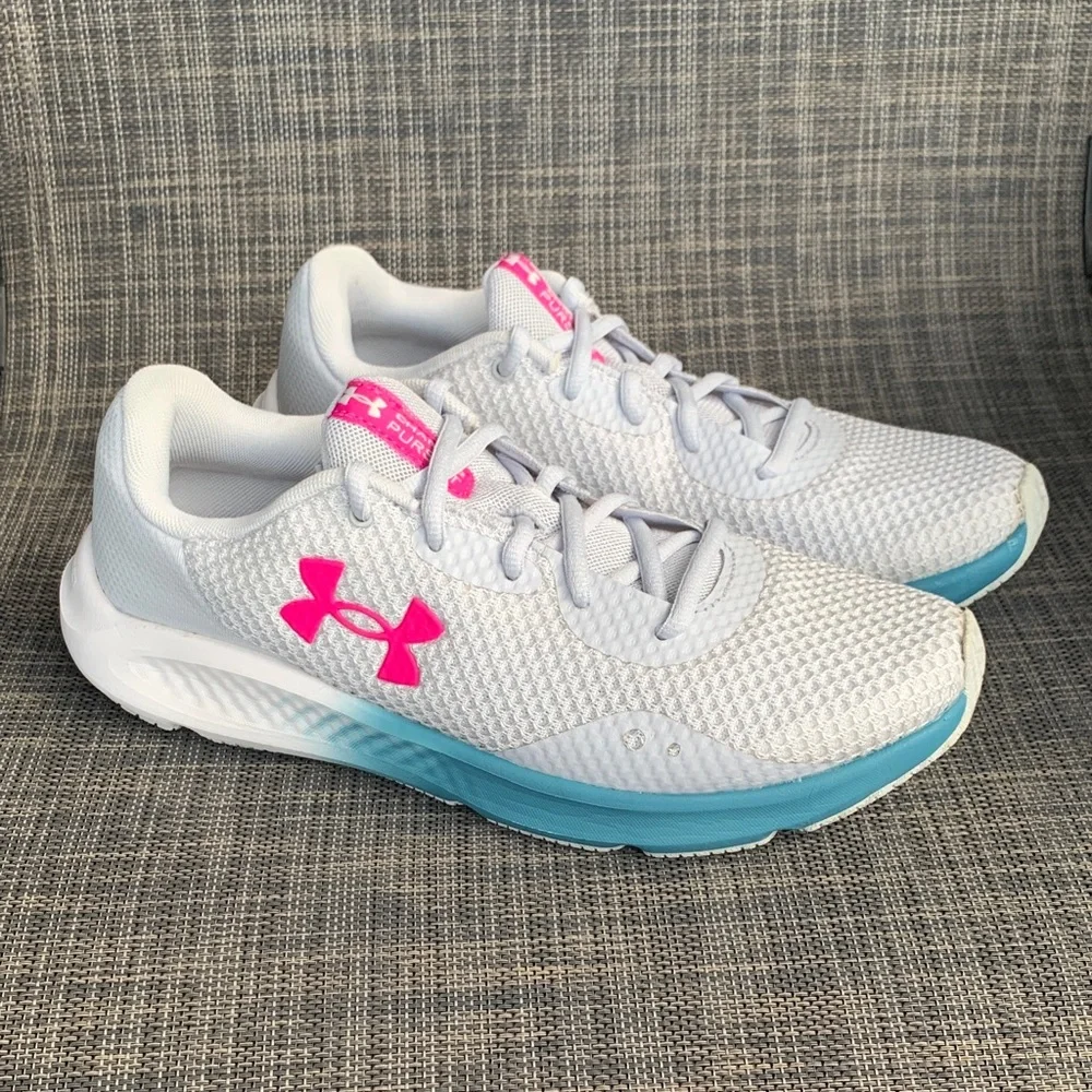 Under Armour Charged Pursuit 3 'Grey Pink Blue' Tech Running Shoes size 9.5
